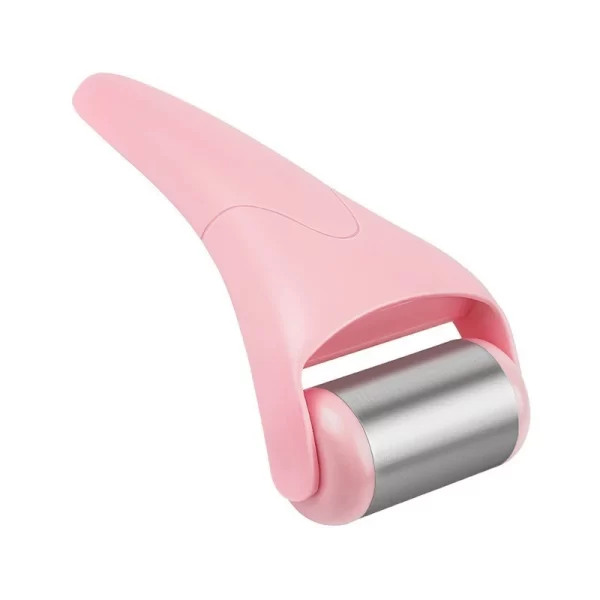 ice roller stainless steel wheel with pink color abs plastic handle